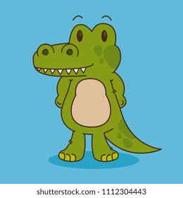 cute and little crocodile character