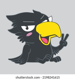 cute little crow vector illustration