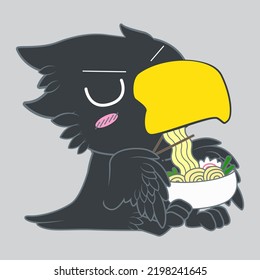 cute little crow vector illustration