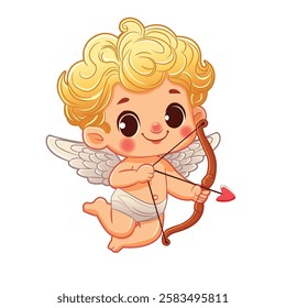 Cute little cupid with bow and arrow of love