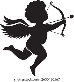 Cute little cupid silhouettes vector illustration

