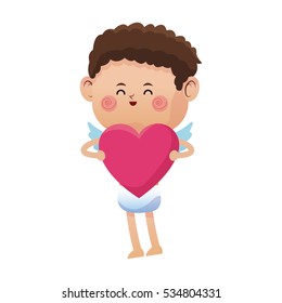 cute little cupid valentine day pink heart