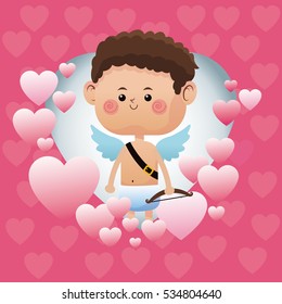 cute little cupid valentine day beautiful pink hearts