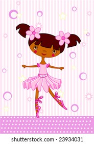 Cute little dancing ballerina. Vector Illustration