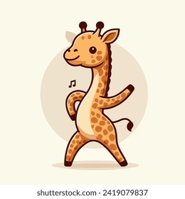 cute little dancing giraffe cartoon character mascot