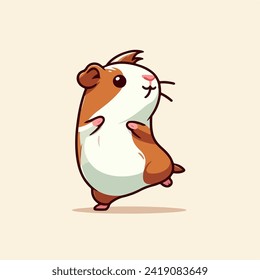 cute little dancing hamster cartoon character mascot