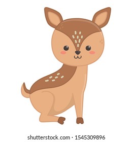 cute little deer animal cartoon on white background vector illustration