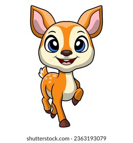 Cute little deer cartoon on white background