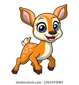 Cute little deer cartoon on white background