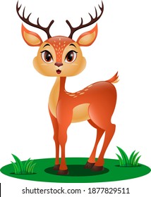 Pequeño ciervo lindo en la hierba