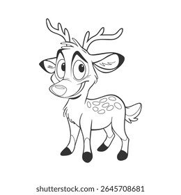 Cute little deer. Сoloring page. Flat vector illustration. Blank for your design, avatar, print or postcard.