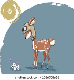 cute little deer in pilot hat