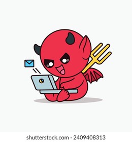  Cute little devil, cartoon-illustration eps