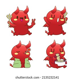 Cute Little Devil Drawing Cartoon, Devil And Demon Sticker