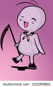 cute little devil and his scythe