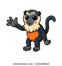 Cute little diana monkey cartoon waving hand