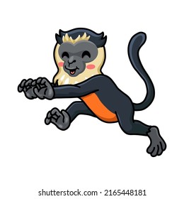 Cute little diana monkey cartoon running