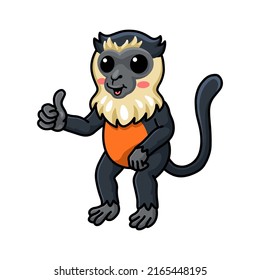 Cute little diana monkey cartoon giving thumb up