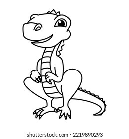 Cute little dino cartoon characters vector illustration. For kids coloring book.