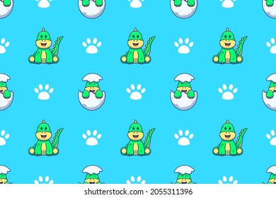 cute little dino seamless pattern vector illustration design