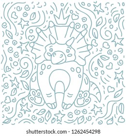 Cute little dino triceratops vector illustration
