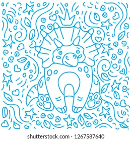 Cute little dino triceratops vector illustration