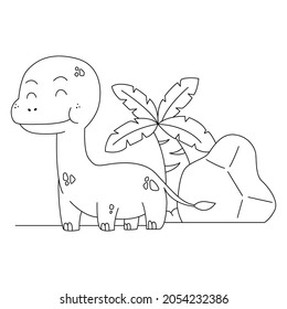 Cute little Dinosaur animal illustration. Vector design for children Coloring book.