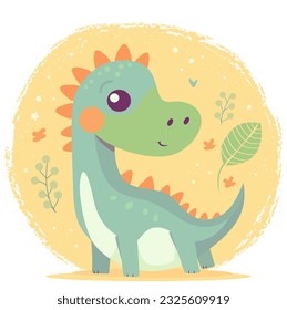 Cute little dinosaur for any kid's print, vector illustration