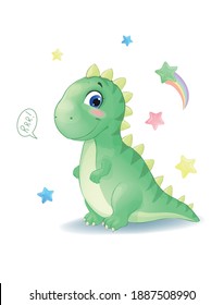 Cute little dinosaur, baby tiranosaur vector illustration