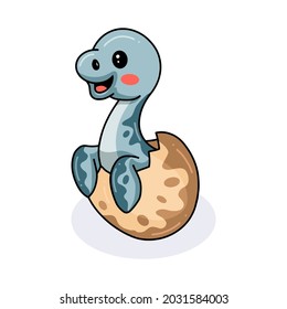 Cute little dinosaur cartoon hatching from egg