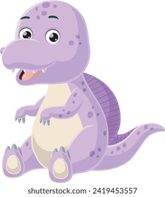 Cute little dinosaur cartoon on white background