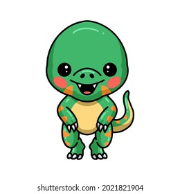 Cute little dinosaur cartoon posing
