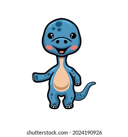 Cute little dinosaur cartoon presenting