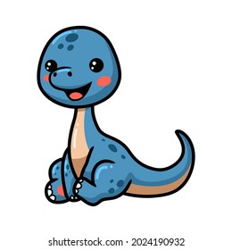 Cute little dinosaur cartoon sitting