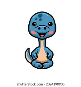 Cute little dinosaur cartoon sitting