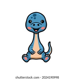 Cute little dinosaur cartoon sitting