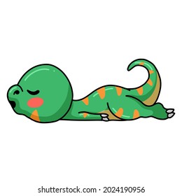 Cute little dinosaur cartoon sleeping