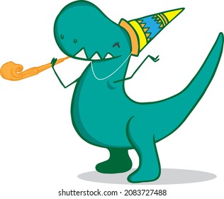 Cute Little Dinosaur celebrates Party for fun and happy