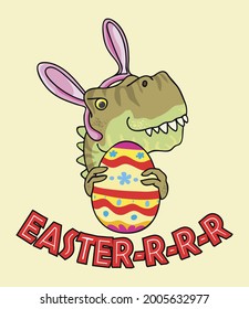 Cute Little Dinosaur With Easter Bunny Ears