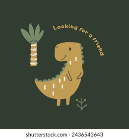 Cute Little Dinosaur finding a friend vector