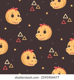 Cute little dinosaur hand drawn pattern designs for print on fabric and other uses