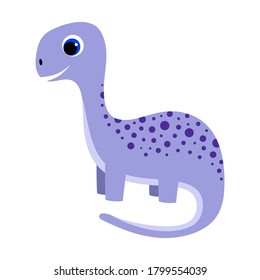 cute little dinosaur isolated on white background, cartoon style vector illustration for any design