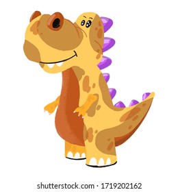 Cute little dinosaur monster. Vector cartoon illustration