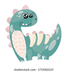 Cute little dinosaur monster. Vector cartoon illustration