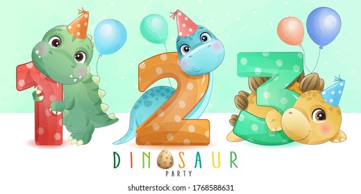 Cute little dinosaur with numbering collection