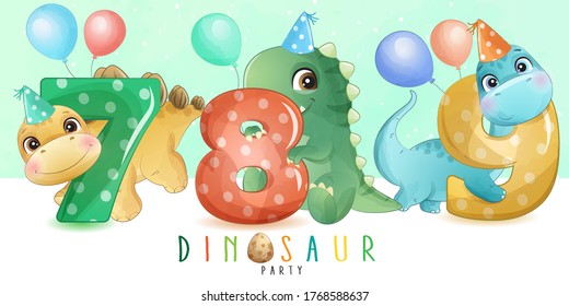 Cute little dinosaur with numbering collection