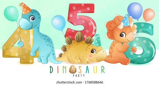 Cute little dinosaur with numbering collection