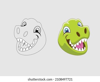 Cute little dinosaur portrait Vector , Premium Quality