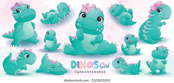 Hadrosaurus Personagem Desenho Animado Dinossauro Bonito Bebê