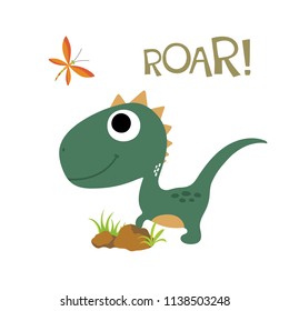 Cute little dinosaur. Vector illustration